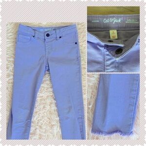 Cat & Jack Lavender Purple Super Stretch Jeggings Raw Edge Ankles 6